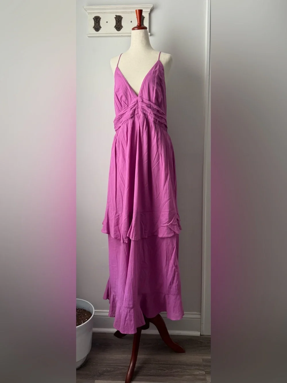Abercrombie & Fitch Magenta Spaghetti-Strap Maxi Dress